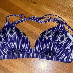 Athleta Purple & white striped bikini top. medium